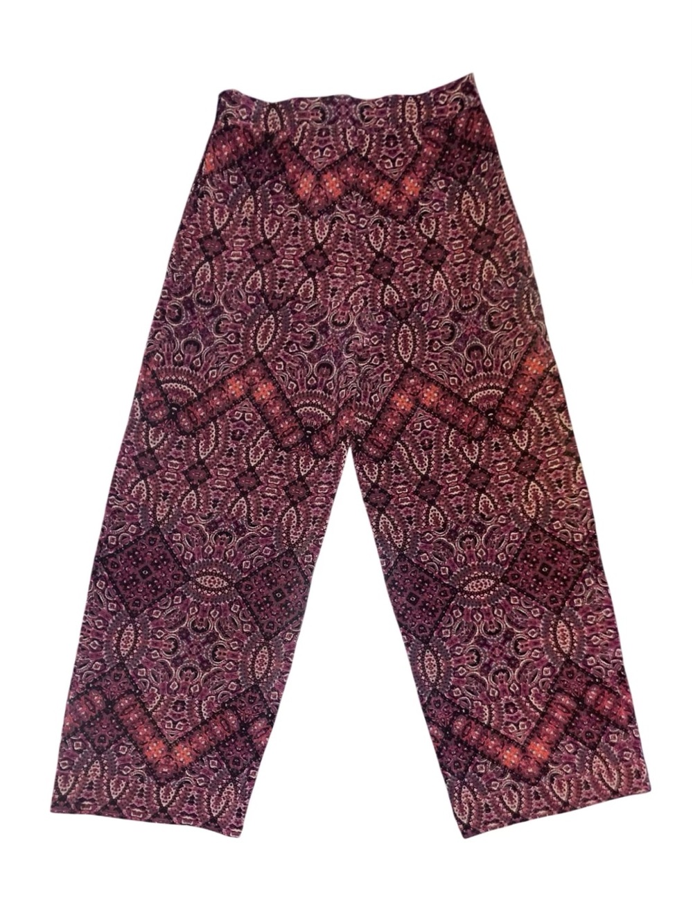 Cynthia Rowley 100% Silk Wide Leg Pants Paisley Boho Geometric Size [XS] EUC